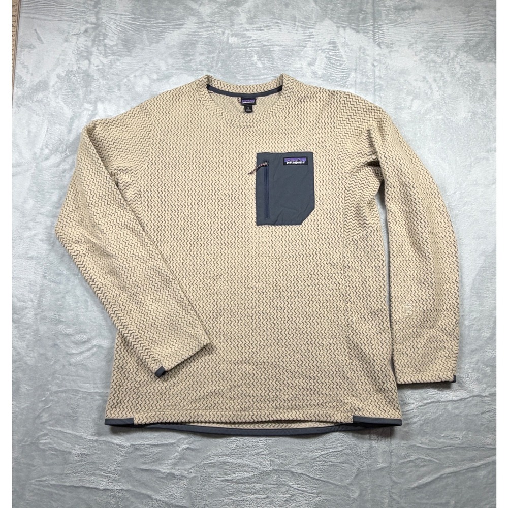 Patagonia R1 Air Crew Mens Medium Oar Tan Fleece Pullover Hiking 40235